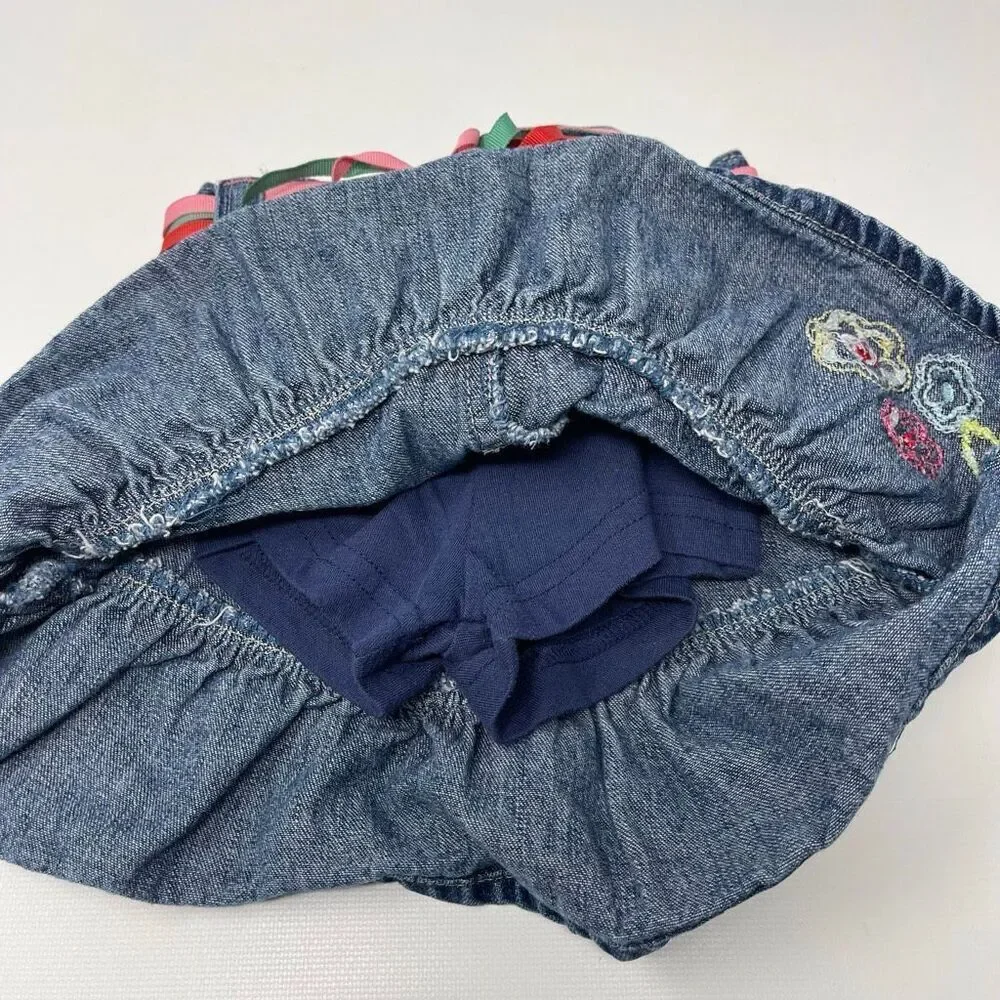 Vintage Y2K Osh Kosh B’Gosh Red Flare Pants & Ruffle Denim Skirt Girls Size 2T